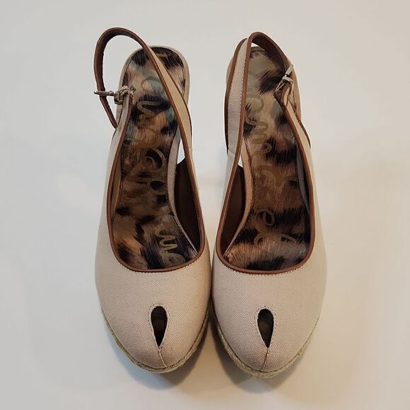 Sam Edelman Novato Slingback Heel Pumps Canvas Sand Jute Wrapped Women Sz 8.5M - Picture 4 of 15